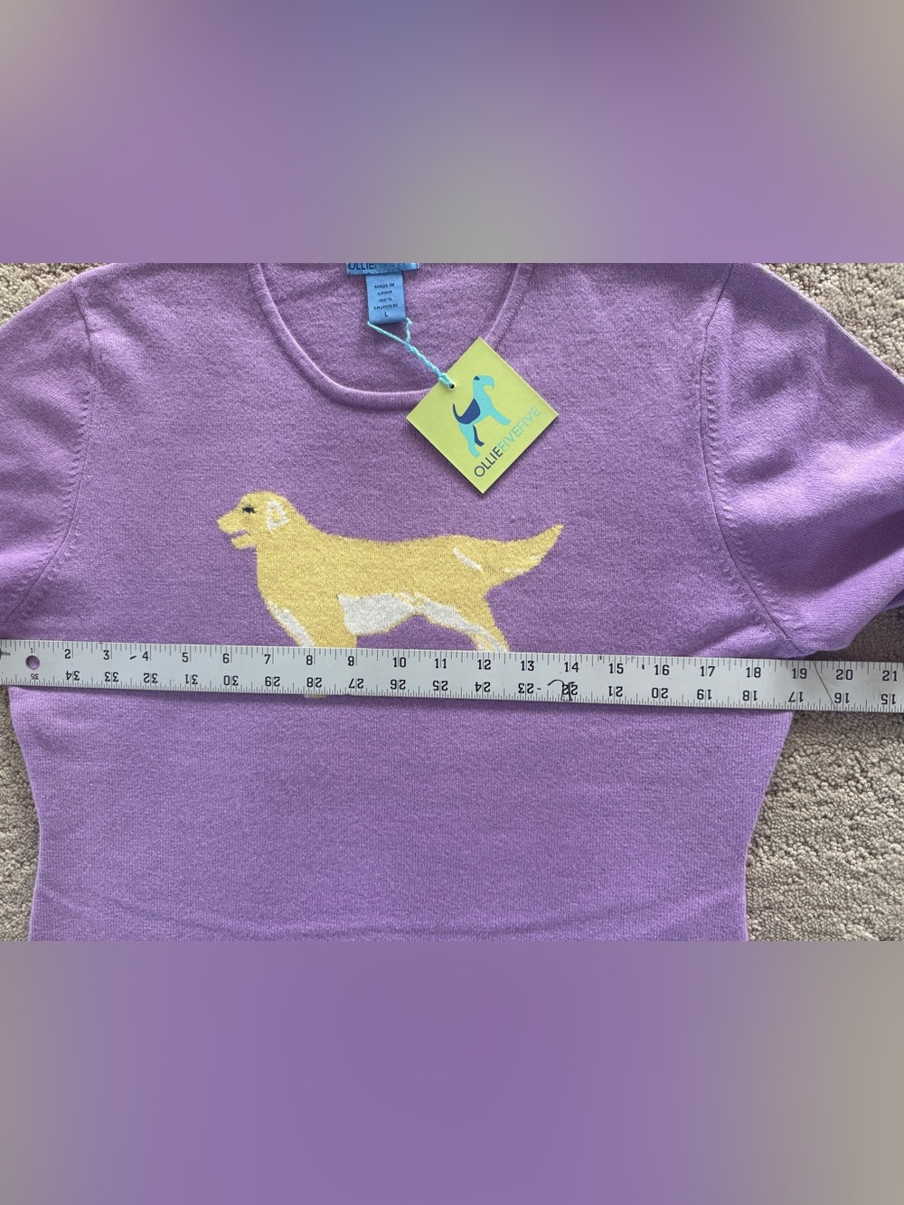 Women’s 100% Cashmere Sweater Large Lavender OllieFiveFive NWT - Picture 4 of 8
